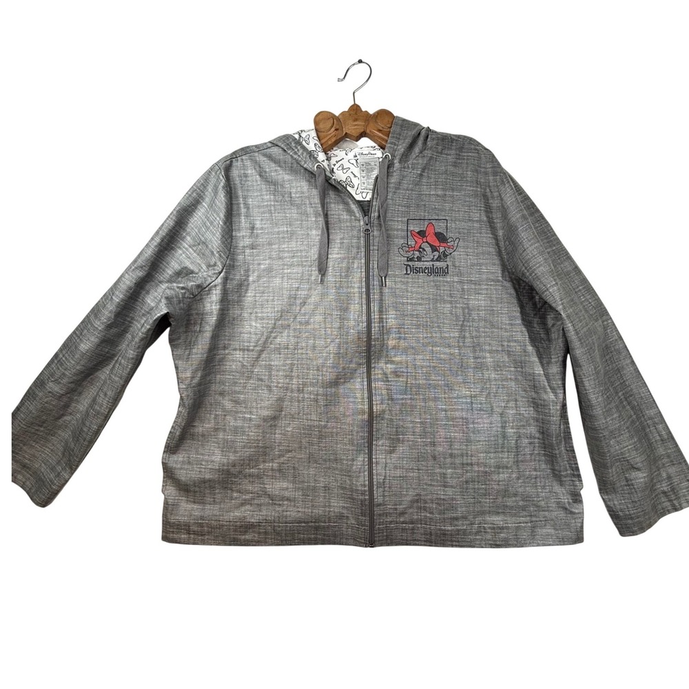 Disneyland Resort Authentic Original Zip Up Jacket Gray Minnie Mouse Bow  1X